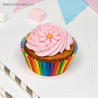 Украшения для кексов "С Днём рождения", радуга, набор: формочки 24 шт