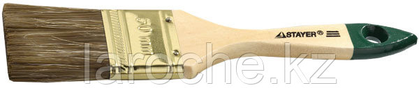 Кисть плоская STAYER "LASUR-STANDARD", смешанная (натуральная и искусственная) щетина, деревянная ручка, 38мм