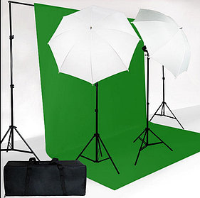 Студийный комплект из 2-х зонтов на просвет на стойках с лампой E27+ ФОН НА СТОЙКАХ