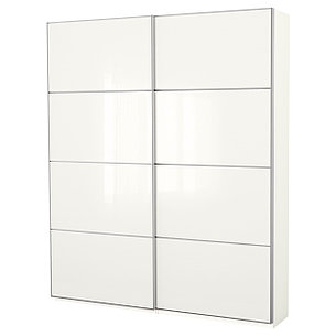 Гардероб ПАКС белый, Фэрвик белое стекло ИКЕА, IKEA, фото 2