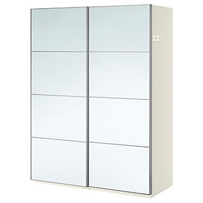 Гардероб ПАКС белый, Аули зеркальное стекло ИКЕА, IKEA, фото 2