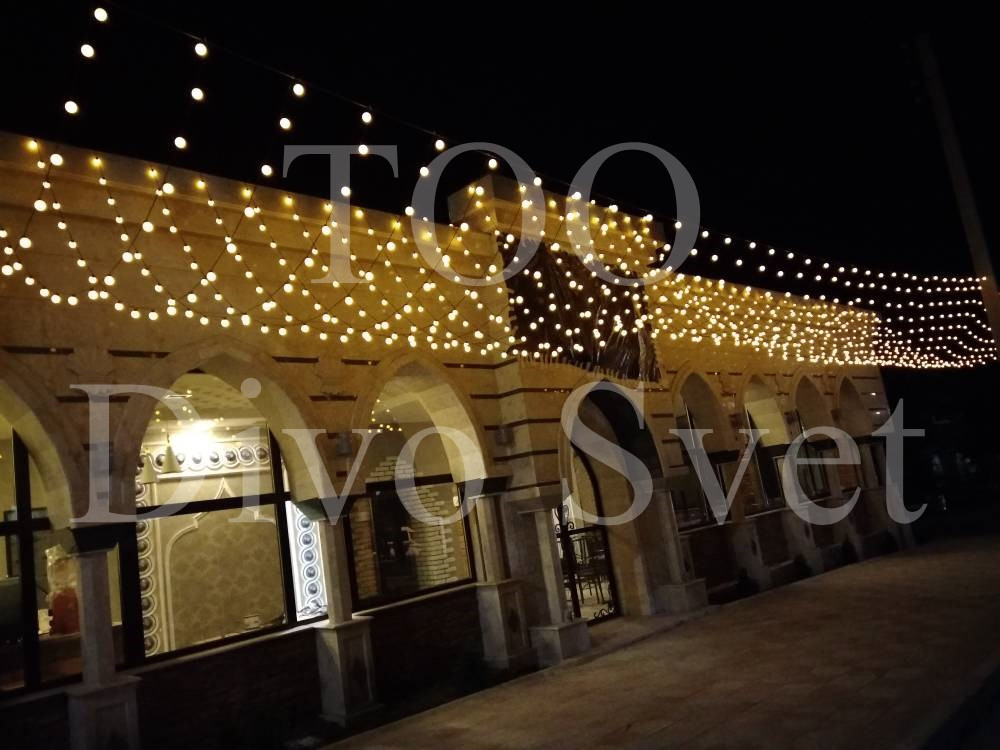Светодиодная гирлянда "Belt Light" 20м, висячая. Ретро гирлянда с led лампами Эдисона Е27.