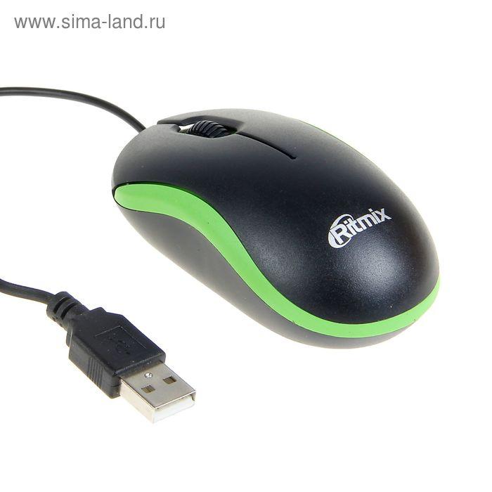 Мышь Ritmix ROM-111, проводная, оптическая, USB, 800 dpi, зеленая