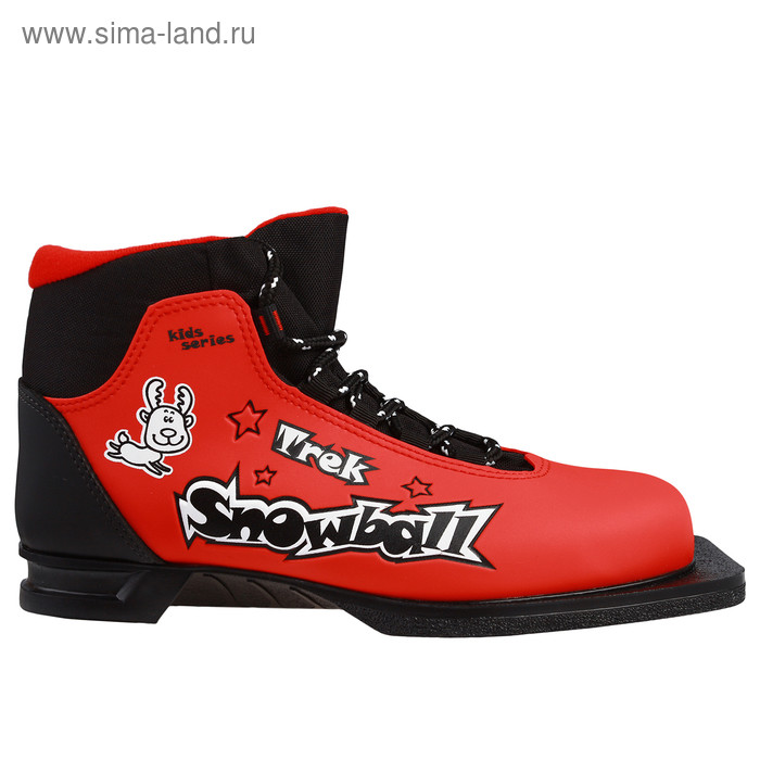 Ботинки лыжные TREK Snowball NN75 ИК, красный, лого чёрный, размер 31