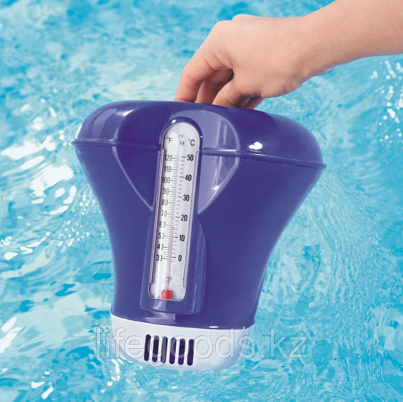 Поплавок-дозатор хлора для бассейна с термометром (синий), Bestway 58209 - фото 1 - id-p63188786