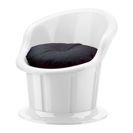 Кресло с подушкой-сиденьем ПОПТОРП, белый, черный, ИКЕА, IKEA  , фото 2