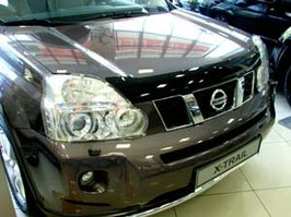 Дефлектор капота SIM  Nissan X-Trail (Ниссан Икстрейл) (2007--2014) (темный) 