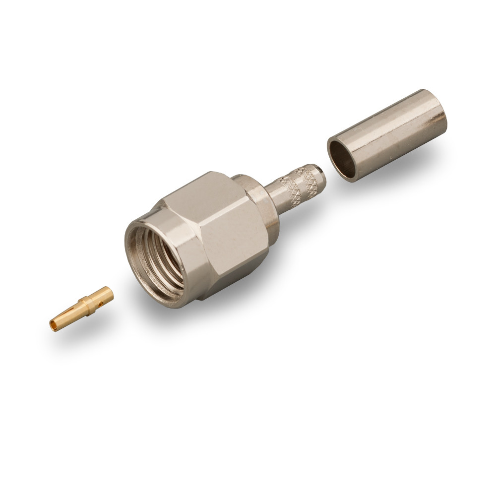 Реверсный разъем S-A111L RP-SMA(male) RG174, RG316 обжимной, фото 1