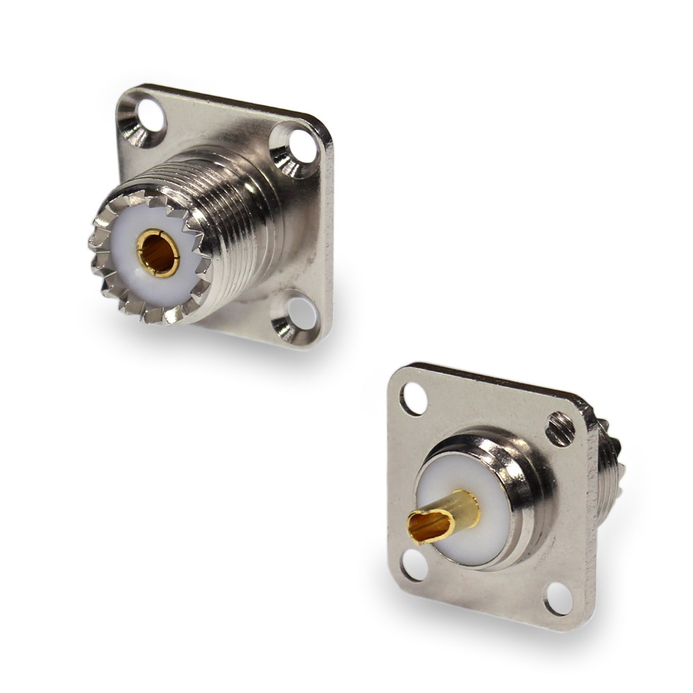 Разъем UHF U-245 PL259(female) приборный фланец, 4 отв. 18*18 мм, фото 1