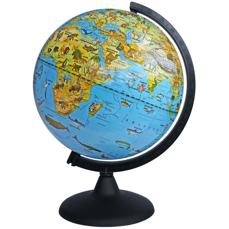 Глобус зоогеографический Глобусный мир, 25см, на круглой подставке 10369