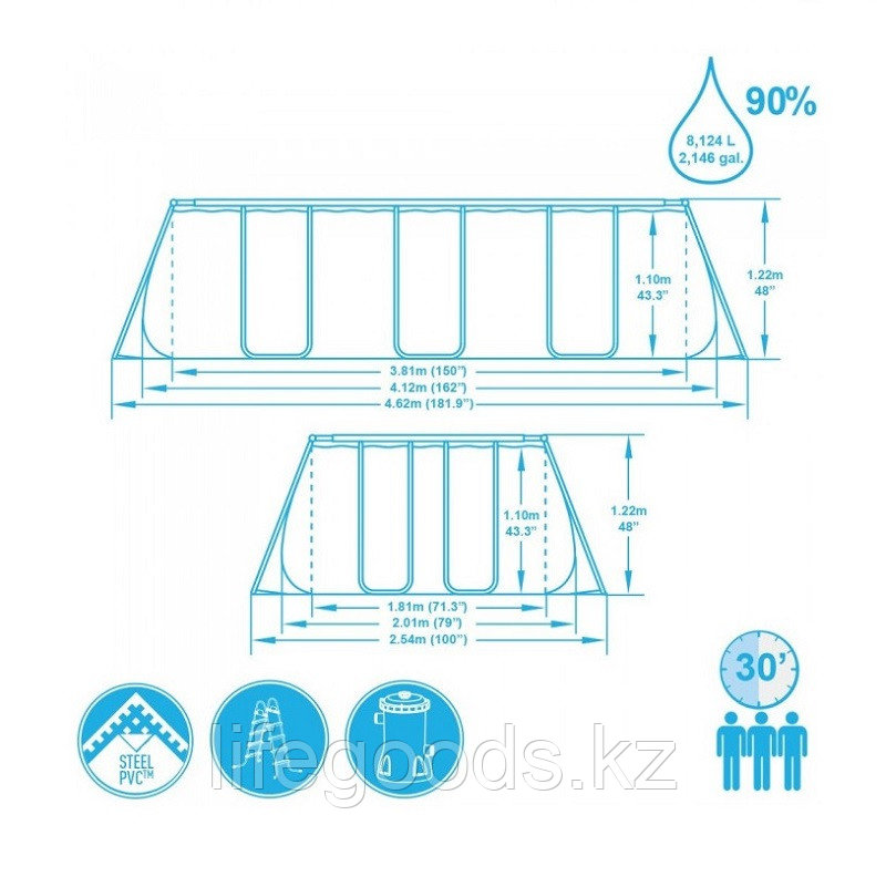 Каркасный бассейн для дачи 412х201х122 см с картриджным фильтром, Bestway 56456 - фото 5 - id-p63254858