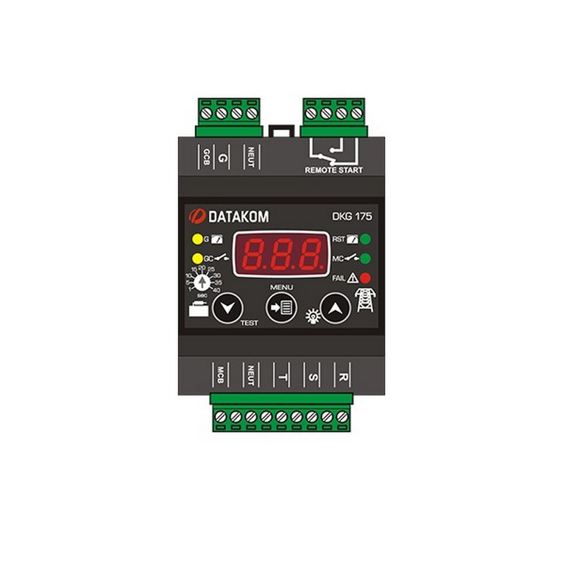 Автоматическое переключение сети Datakom DKG-175 din rail (Сух.конт.на запуск генер., программируемый)