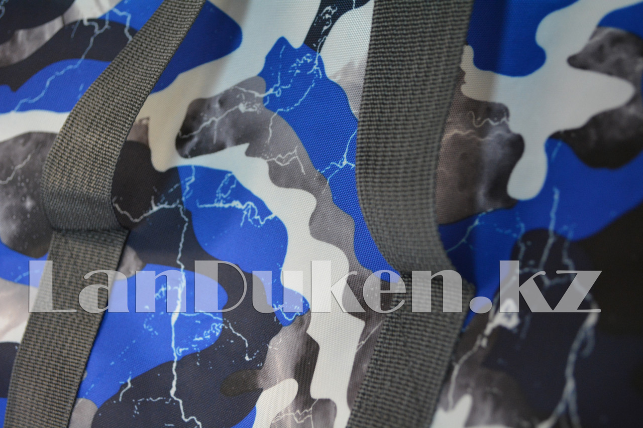 Сумка спортивная дорожная камуфляжная с плечевыми ремнями синяя - фото 5 - id-p63339972