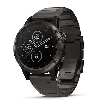 Часы с GPS навигатором Garmin Fenix 5 Plus Sapphire черные титан (010-01988-03), фото 2