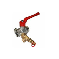 Кран шаровой полнопроходной Cimberio CIM 200DP - 1"1/2 (ВР/ВР,PN16,ручка-рычаг красная,изм. штуцер)