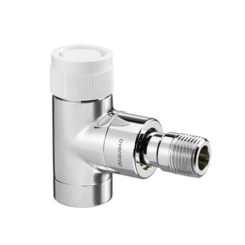 Вентиль термостатический угловой Oventrop E - 1/2" (ВР/НР, PN10, Tmax 120°C, цвет хромированный)