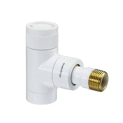 Вентиль термостатический угловой Oventrop E - 1/2" (ВР/НР, PN10, Tmax 120°C, цвет белый)