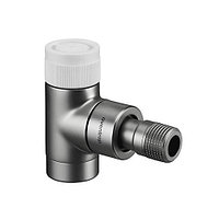 Вентиль термостатический угловой Oventrop E - 1/2" (ВР/НР, PN10, Tmax 120°C, цвет матовая сталь)