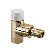 Вентиль термостатический угловой Oventrop E - 1/2" (ВР/НР, PN10, Tmax 120°C, цвет позолоченный)