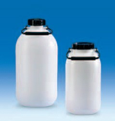 Бутыль узкогорлая полиэтиленовая, V-5 л, с ручкой для переноса, винтовой крышкой без вентиля (PE-HD) (VITLAB)