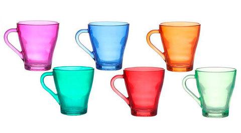 Набор разноцветных стеклянных кружек для чая и кофе «Радуга» [6 шт.] - фото 1 - id-p63386965