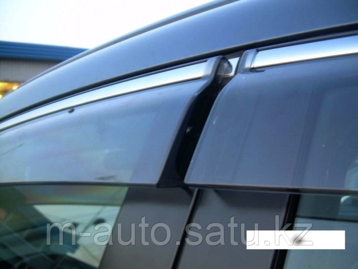 Ветровики/Дефлекторы окон с хромом на Subaru Outback/Субару Аутбэк 2010 -