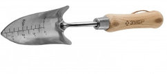 Совок ЗУБР "ЭКСПЕРТ" посадочный из нержавеющей стали, деревянная ручка из ясеня, 150х65х335мм
