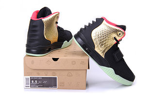 Кроссовки Nike Air Yeezy 2 (Kanye West) черные с золотом, фото 2