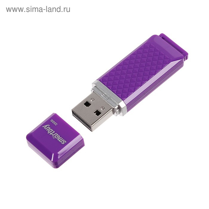 Флешка USB2.0 Smartbuy Quartz series Violet, 32 Гб, чт до 25 Мб/с, зап до 15 Мб/с,фиолетовая