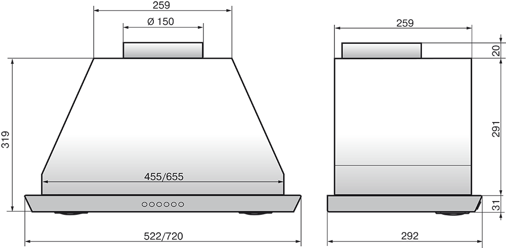 Вытяжка ELIKOR "врезной блок S4 52Н-700-Э4Д нерж. - фото 2 - id-p63426943