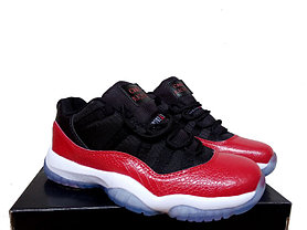 Nike Air Jordan 11 low Concord баскетбольные кроссовки черно-красные, фото 2