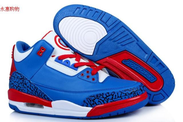 Баскетбольные кроссовки Nike Air Jordan 3 Kaptain America - фото 1 - id-p4767505