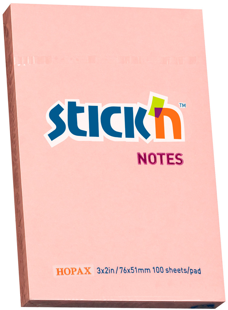 Клейкие листки STICK`N 51 х 76 мм  розовые, 100 листов
