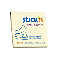 Клейкие листки STICK`N Z-укладка, 76х76 мм, желтые, 100 листов