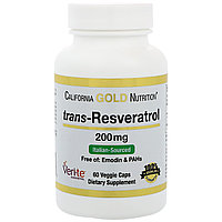 Транс-ресвератрол 200 мг, 60 растительных капсул. California Gold Nutrition®