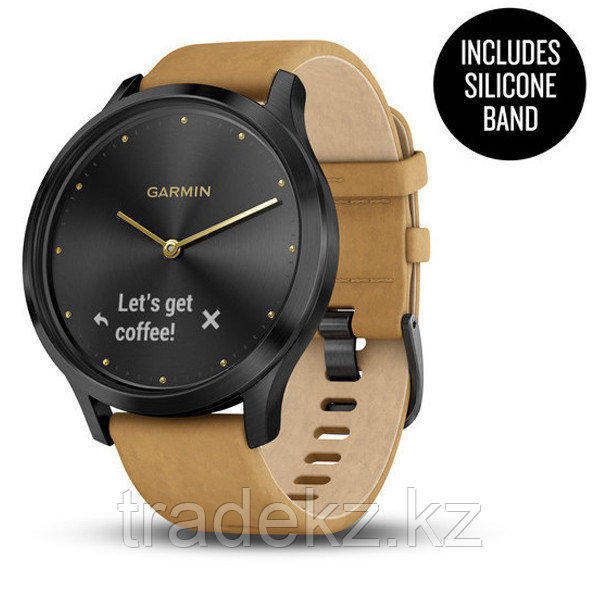 Спортивные часы Garmin vívomove HR Premium Onyx Black with Tan Suede (010-01850-00) - фото 1 - id-p63447473