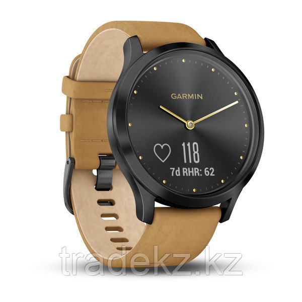 Спортивные часы Garmin vívomove HR Premium Onyx Black with Tan Suede (010-01850-00) - фото 3 - id-p63447473