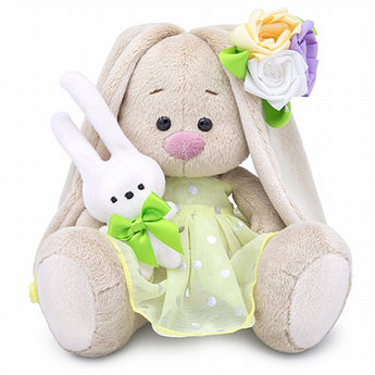 Мягкая игрушка "Зайка Ми"  с зайчиком и нарядным цветком (малыш)  22см