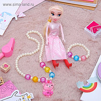 Набор детский "Выбражулька" 3 предмета: кукла, кулон, браслет, мишка, цвет МИКС