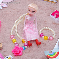 Набор детский "Выбражулька" 3 предмета: кукла, кулон, браслет, розочка, цвет МИКС