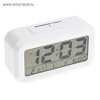 Часы-будильник Luazon LC105, подсветка, календарь, температура, 3 ААА (не в компл.), белый