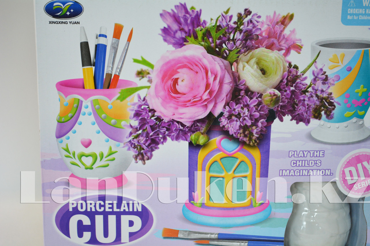 Набор для творчества Роспись керамики вазы с палитрой красок (12 цветов, 3 вазы, кисточки и палитра) - фото 5 - id-p63471122