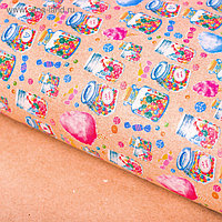 Бумага упаковочная крафтовая «Баночки со сладостями», 50 × 70 см