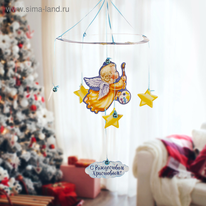 Рождественская подвеска «Ангелочек с красками», 31,7 х 37,7 см