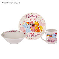Набор My Little Pony, 3 предмета: кружка 240 мл, миска 18 см, тарелка 19 см, в подарочной упаковке