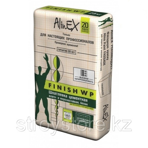 Шпатлевка AlinEX FINISH WP, цементная, 25 кг