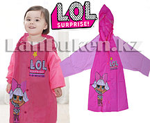 Дождевик детский для девочек из непромокаемой ткани с капюшоном (куклы LOL)