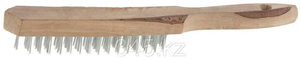 Щетка ТЕВТОН стальная с деревянной рукояткой, 4 ряда - фото 1 - id-p22277348