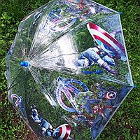Детский прозрачный зонт-трость "Мстители"