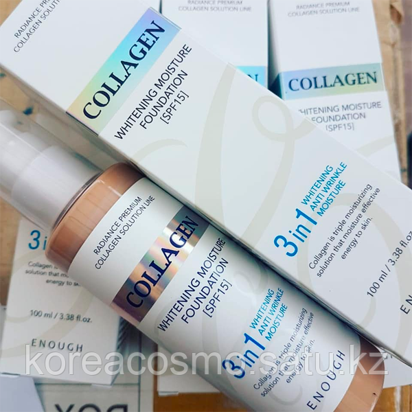 Тональный крем Enough 3 in 1 Collagen Whitening Anti Wrincle Moisture Foundation 100мл